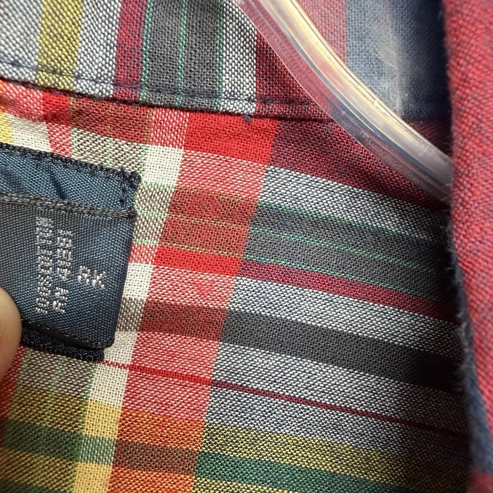 Vintage Polo Ralph Lauren Shirt Mens XL Blue Red Plaid Camp Chest Pockets Collar